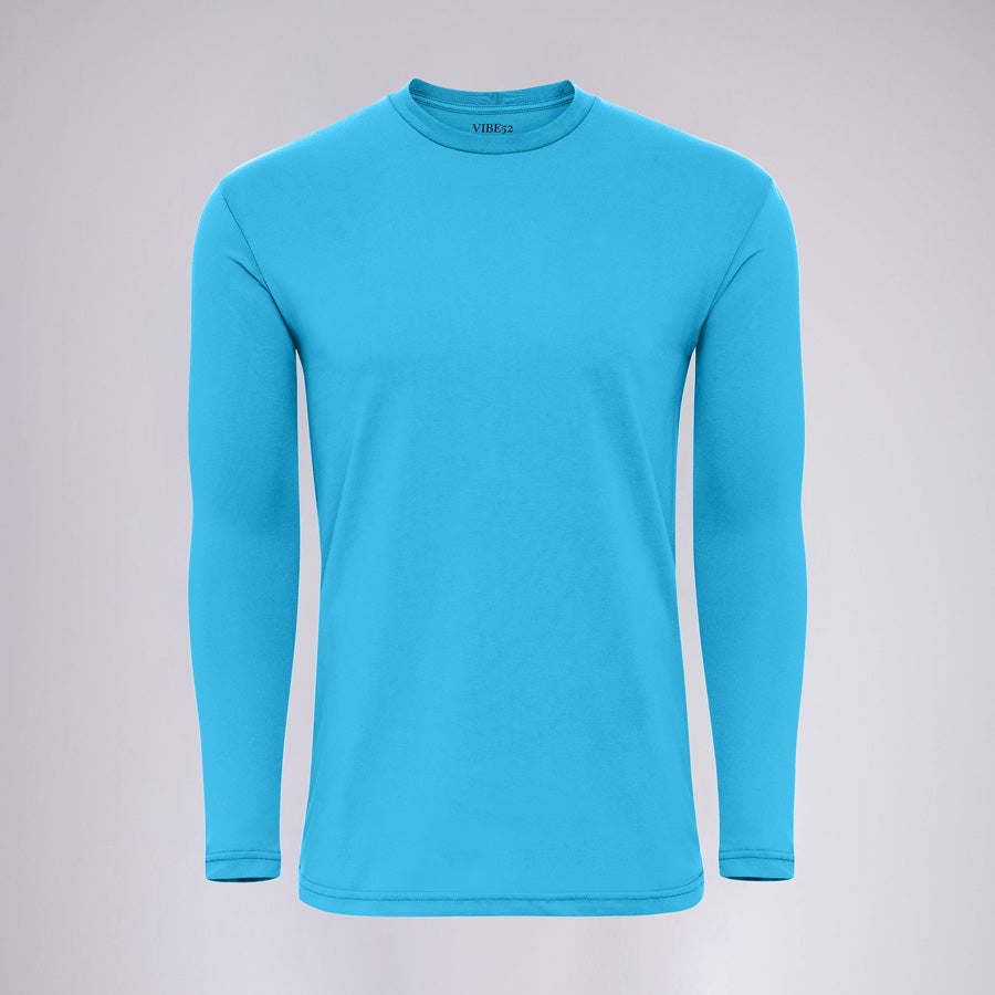 Heather Blue Signature Long Sleeves Crew Neck Tee