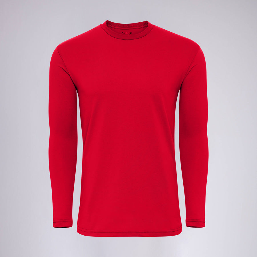 Red Signature Long Sleeves Crew Neck Tee