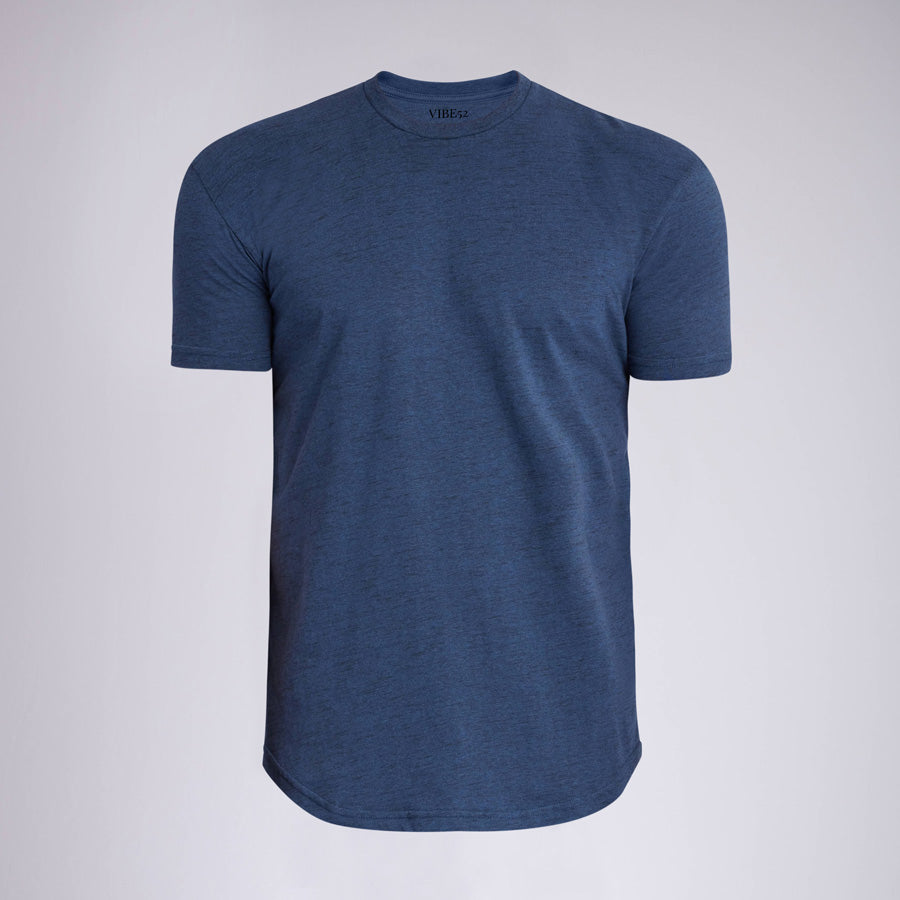 Carbon Navy Signature Curve Hem Crew Neck Tee