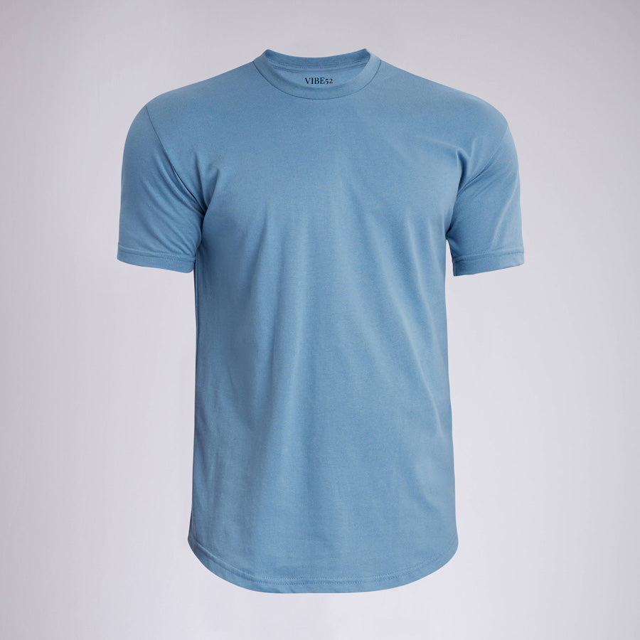 Indigo Signature Curve Hem Crew Neck Tee