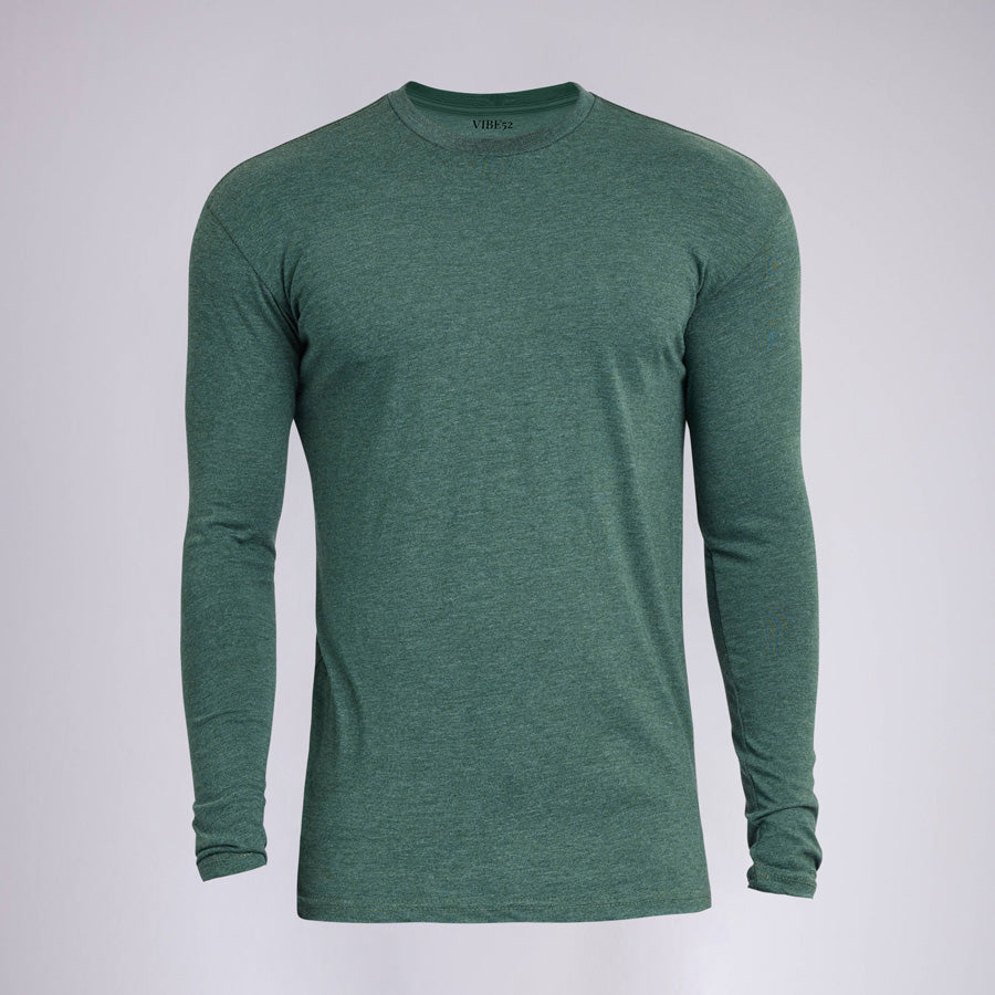 Heather Olive Signature Long Sleeves Crew Neck Tee