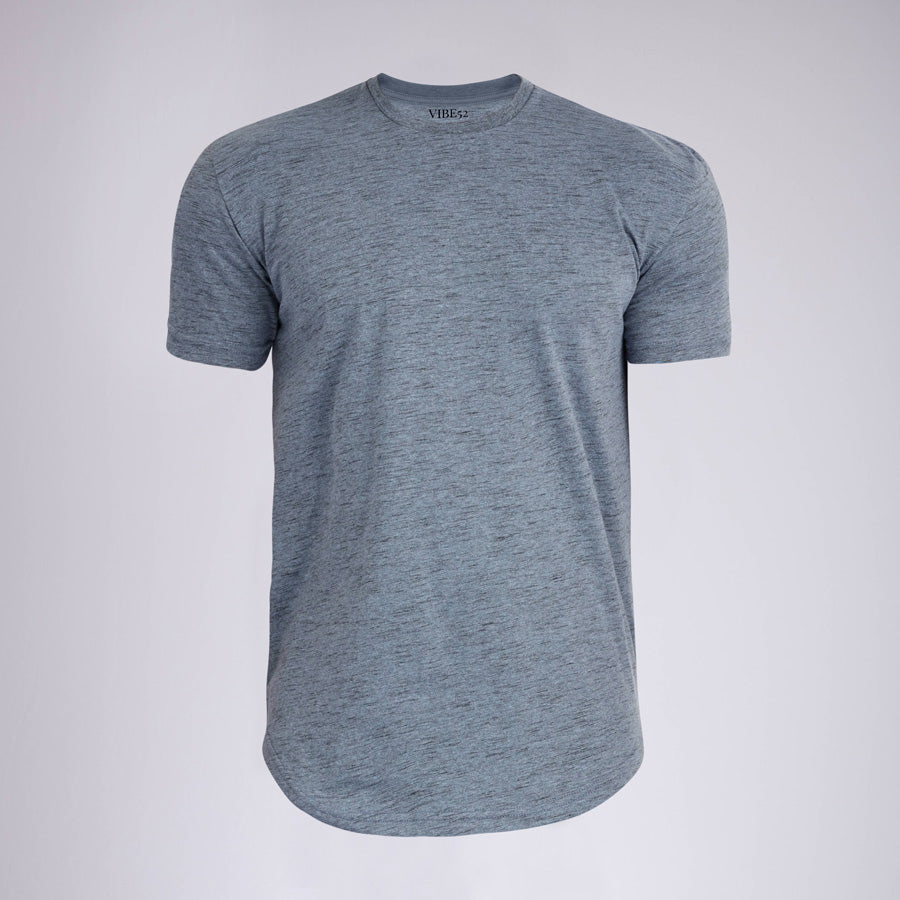 Carbon Sky Blue Signature Curve Hem Crew Neck Tee