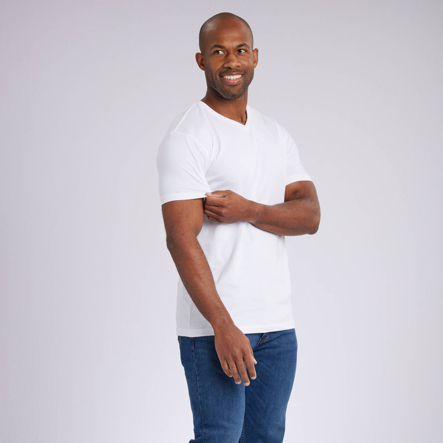 White Signature V-Neck Tee