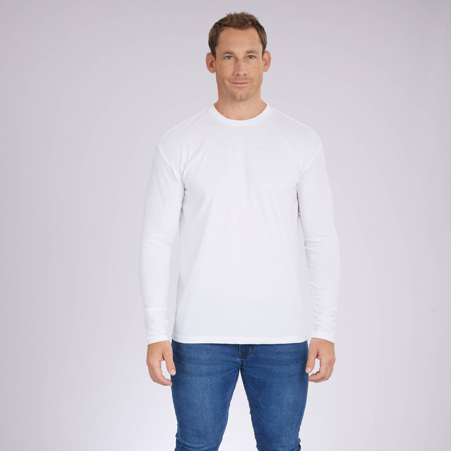 White Signature Long Sleeves Crew Neck Tee