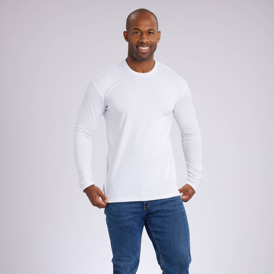 White Signature Long Sleeves Crew Neck Tee