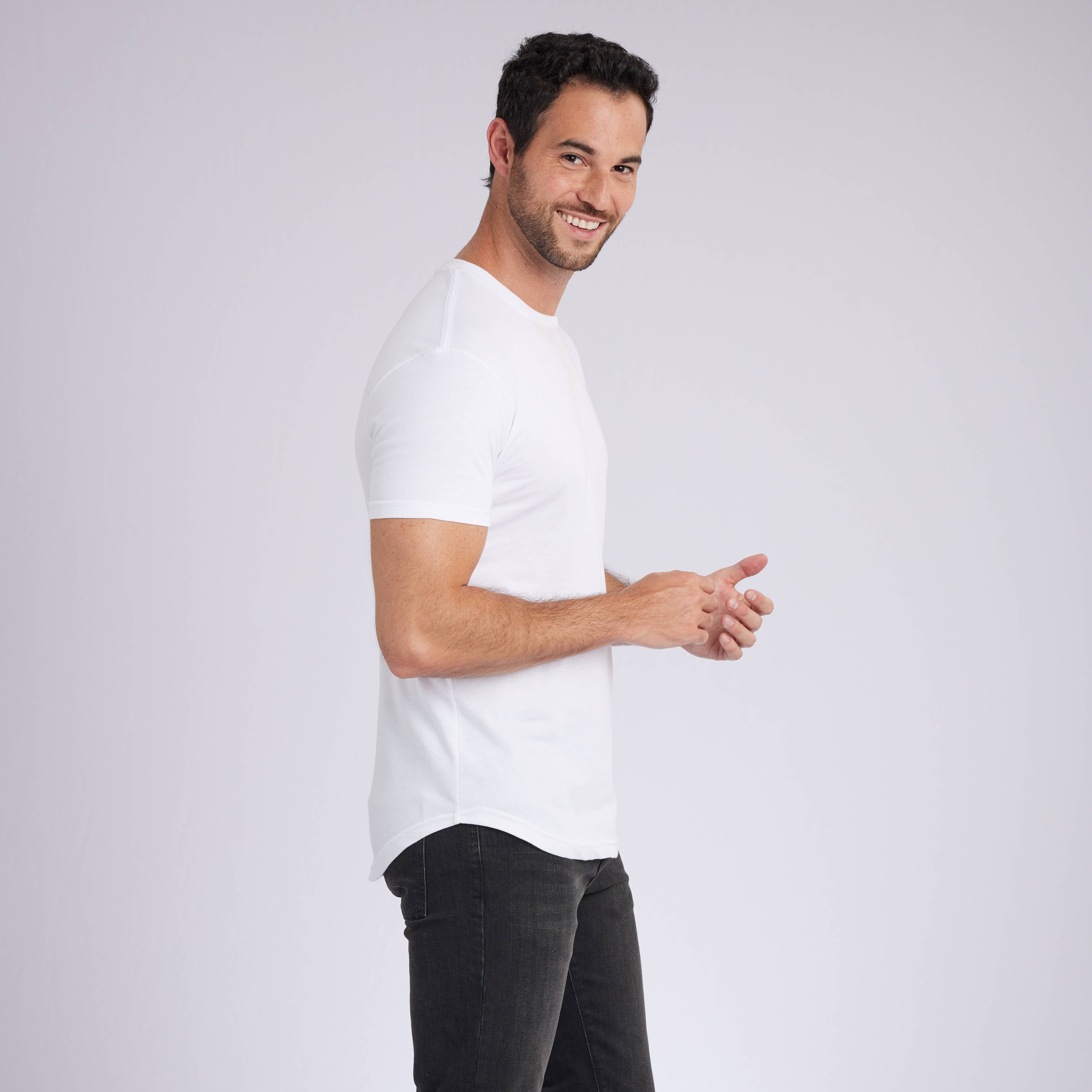 White Classic Signature Curve Hem Crew Neck Tees 3-Pack