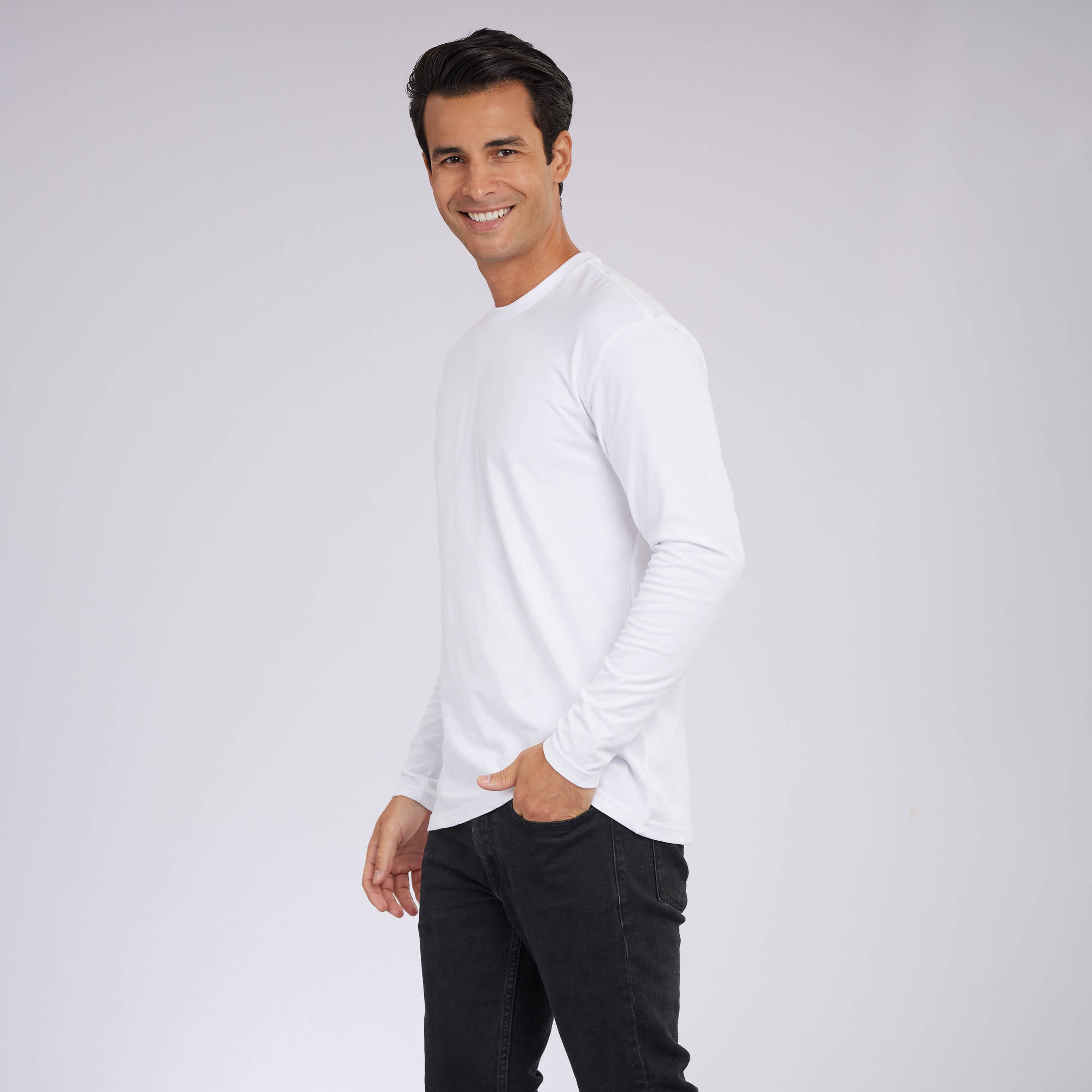 White Classic Signature Long Sleeves Crew Neck Tees 3-Pack